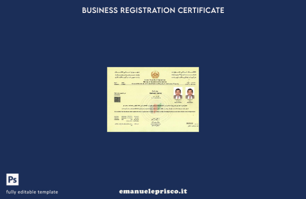 modello di licenza commerciale in stile verificato per l'Afghanistan